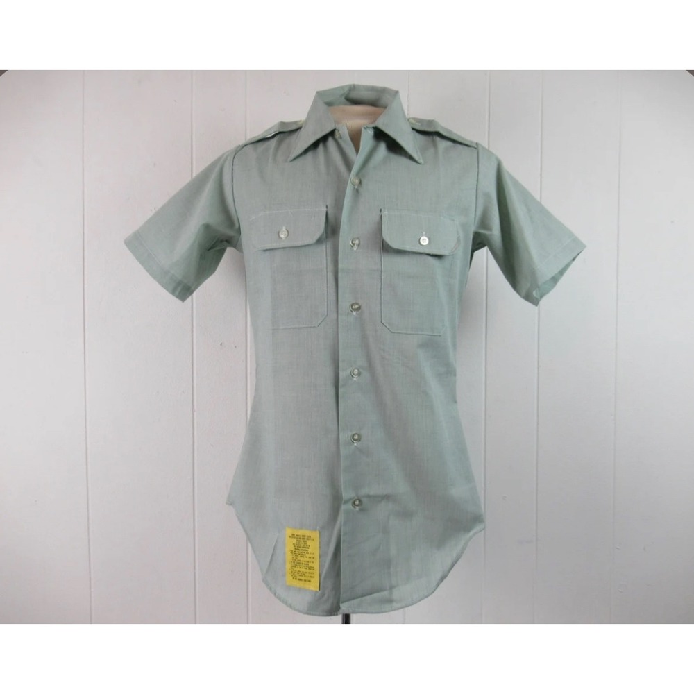 Vintage 1989 US Army Dress Uniform Shirt Mens 15.5 M AG-415 Short Sleeve Class B